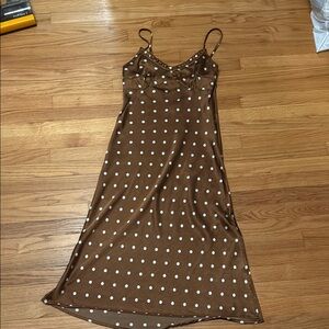 Brown Polka Dot Slip Dress